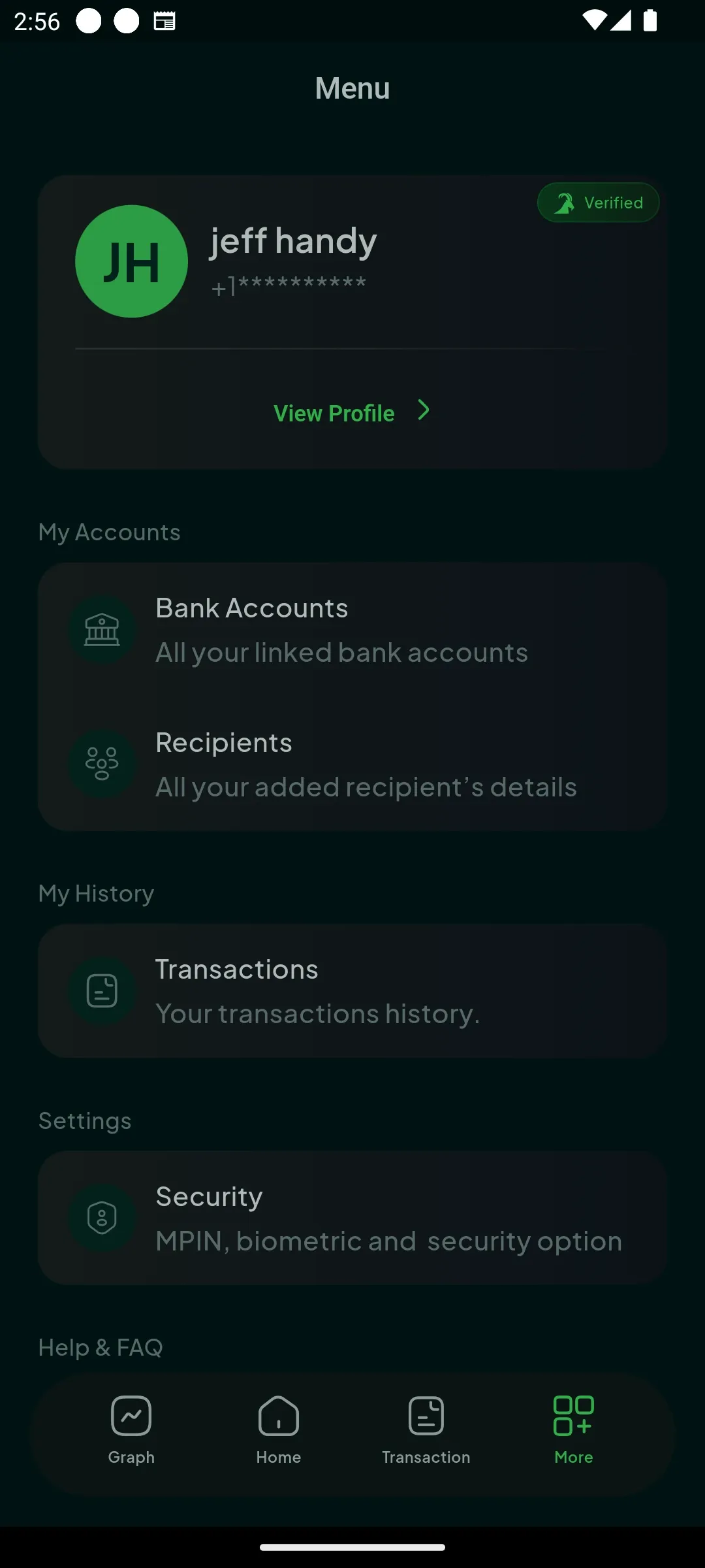 Xuno app profile menu with the Close My Account option